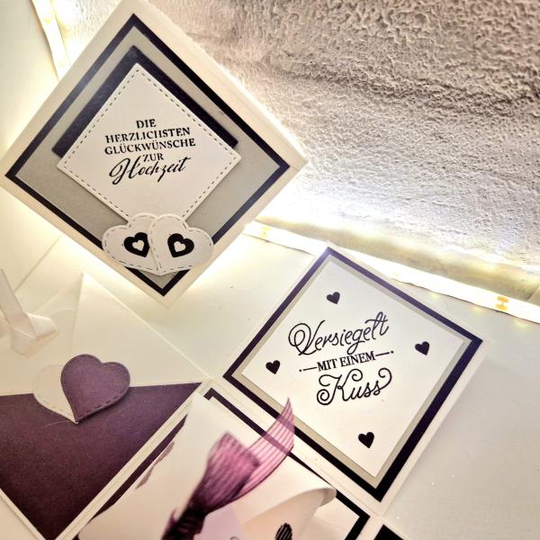 Explosionsbox Hochzeit | Geldgeschenk | Zierschachtel | Namen individualisierbar 7x7x7cm oder 10x10x10cm